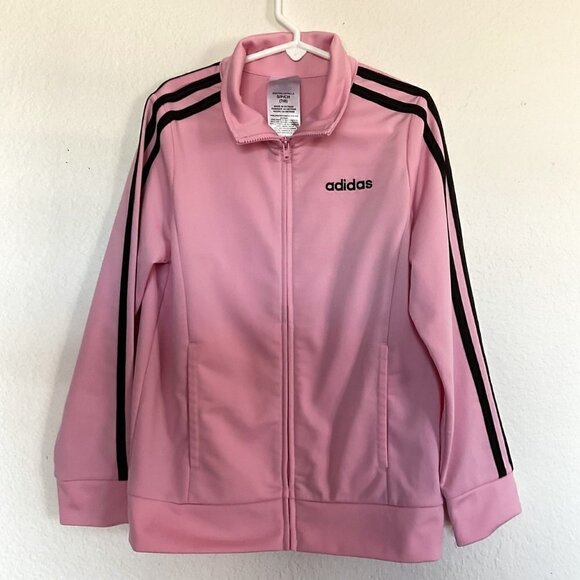NEW ADIDAS STRIPED TRACK JACKET PINK/BLACK - Picture 2 of 9